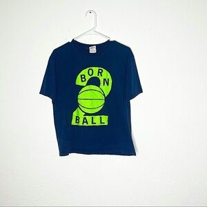 SOFFE Blue Short Sleeve Born 2 Ball Graphic T-shirt Kids Size XL Basketball